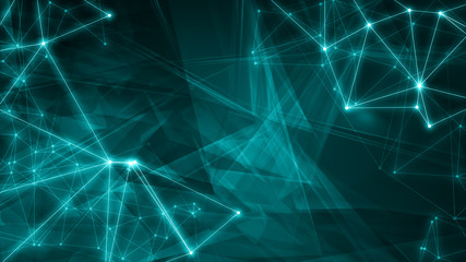 Modern random geometric pattern connected polygons, science connections, circle dots background conception