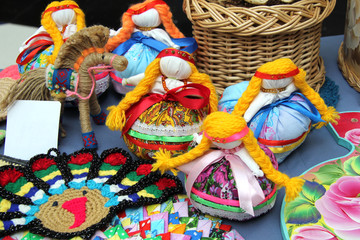 Ulan-Ude, Buryatia, Russia 04.22.2019. Exhibition and sale of Russian and Buryat folk Souvenirs Crafts Fair