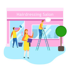 Hairdressing Salon Female Owner Check Prepare Open