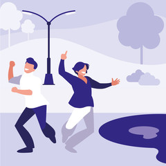 young dancers couple dancing in the park