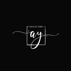 Fototapeta premium A Y AY Initial letter handwriting and signature logo.