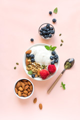 Yogurt with granola and berries