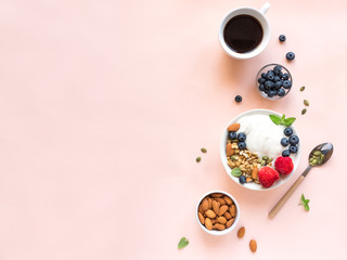 Yogurt with granola and berries