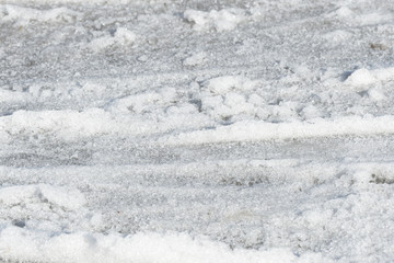 Obraz premium Early spring snow texture close up. Abstract natural background