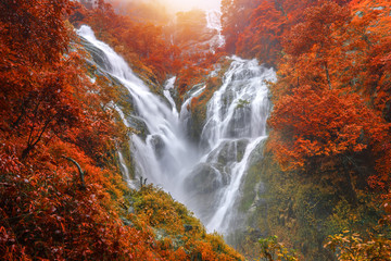 PiTuGro waterfall is often called the Heart shaped waterfalls Umphang,Thailand
