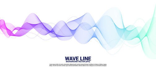 purple and blue Sound wave line curve on white background. Element for theme technology futuristic vector