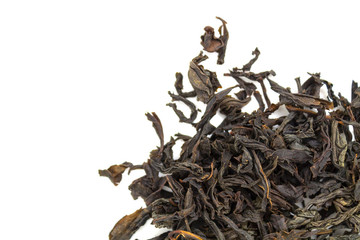 Obraz premium black tea, large leaf on a white background