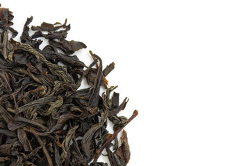 black tea, large leaf on a white background