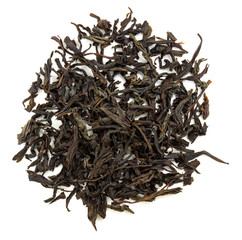 black tea, large leaf on a white background