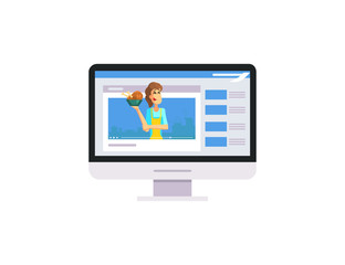Professional Female Chef Holding Dish, Food Blogging, Video Blogger Character Streaming Video in His Channel Vector Illustration
