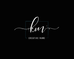 K M KM initial logo handwriting  template vector