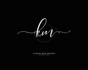 K M KM initial logo handwriting  template vector