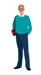 teacher male with documents character