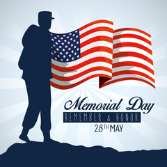 usa flag with patriotic soldier and ribbon © Gstudio