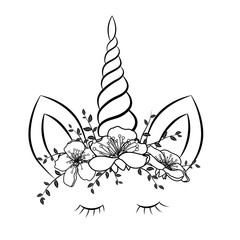 Vector unicorn isolated on white background. Coloring book page for adults, kids © maribom