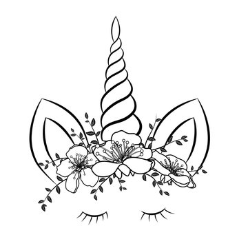 recommend clip art: Vector unicorn isolated on white background. Coloring book page for adults, kids