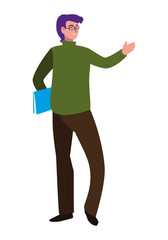 teacher male with documents character
