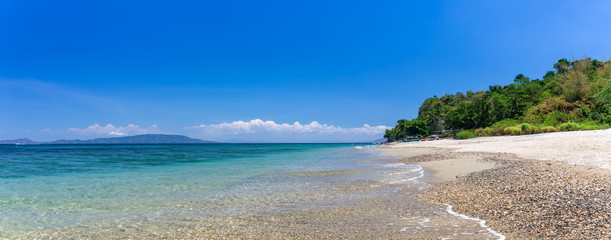 Aninuan beach, Puerto Galera, Oriental Mindoro in the Philippines, panoramic wide view.