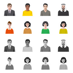 Vector design of hairstyle and profession  logo. Collection of hairstyle and character  stock vector illustration.