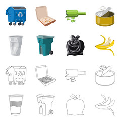 Vector design of dump  and sort sign. Set of dump  and junk stock symbol for web.