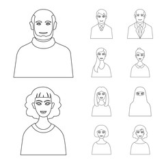 Isolated object of character  and avatar icon. Collection of character  and person vector icon for stock.