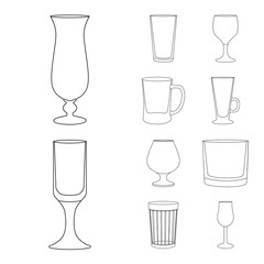 Isolated object of dishes and container logo. Set of dishes and glassware stock vector illustration.