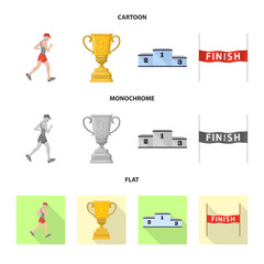 Isolated object of sport  and winner symbol. Set of sport  and fitness  vector icon for stock.