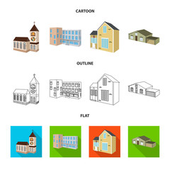 Vector illustration of facade and housing sign. Collection of facade and infrastructure vector icon for stock.