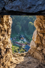 View from Cachtice castle ruins to Visnove, Slovakia