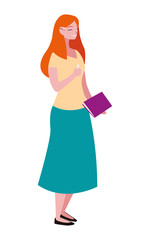 female teacher with textbook character