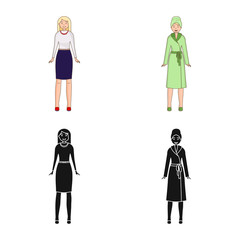 Vector design of posture and mood icon. Collection of posture and female vector icon for stock.