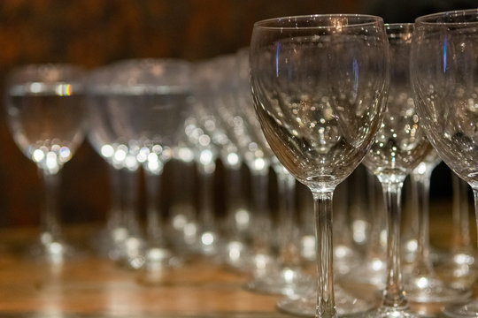 empty wine glasses side by side