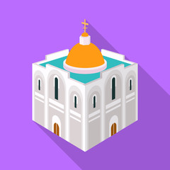 Vector design of church and orthodox logo. Set of church and christmas stock symbol for web.