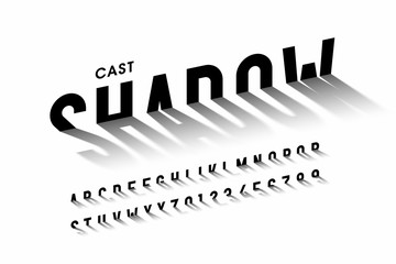 Cast shadow font, alphabet letters and numbers © piai