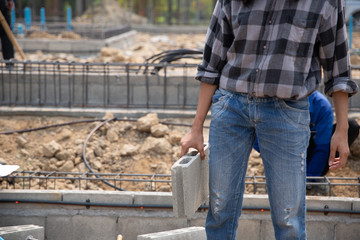Close up of construction worker in construction site