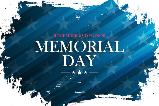 United States Memorial Day holiday banner with brush stroke background. Vector illustration.