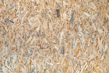 Texture of pressed wood chips. Floor and wall paneling. Oriented strand board