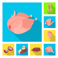 Vector illustration of product and poultry sign. Set of product and agriculture    vector icon for stock.