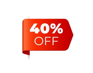 Red Vector Banner Ribbon on white background, left bookmark.