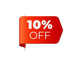 Red Vector Banner Ribbon on white background, left bookmark.