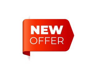 Red Vector Banner Ribbon on white background, left bookmark.