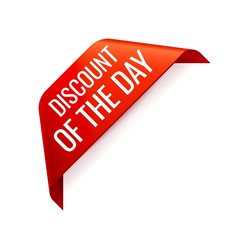 Red Vector Banner Ribbon on white background, corner ribbon.