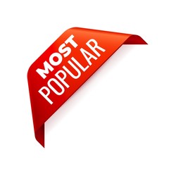 Red Vector Banner Ribbon on white background, corner ribbon. © Sergey Kolesov