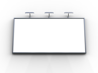 3D rendering of blank billboard (empty advertisement) isolated on white. Empty mockup template	