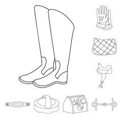 Vector illustration of horseback and equestrian logo. Set of horseback and horse  stock symbol for web.