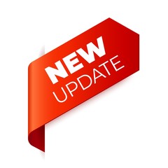 Red Vector Banner Ribbon on white background, left bookmark.