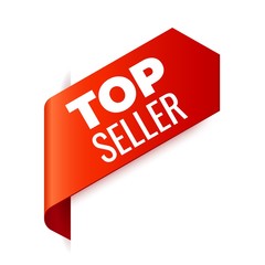 Red Vector Banner Ribbon on white background, left bookmark.