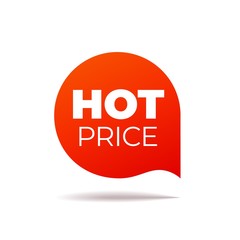 Red Vector Banner speech bubble on white background.