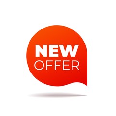 Red Vector Banner speech bubble on white background.