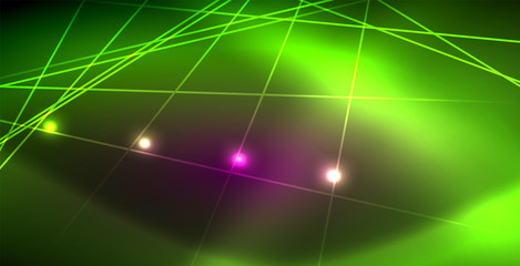 Obraz premium Neon glowing lines, magic energy space light concept, abstract background wallpaper design
